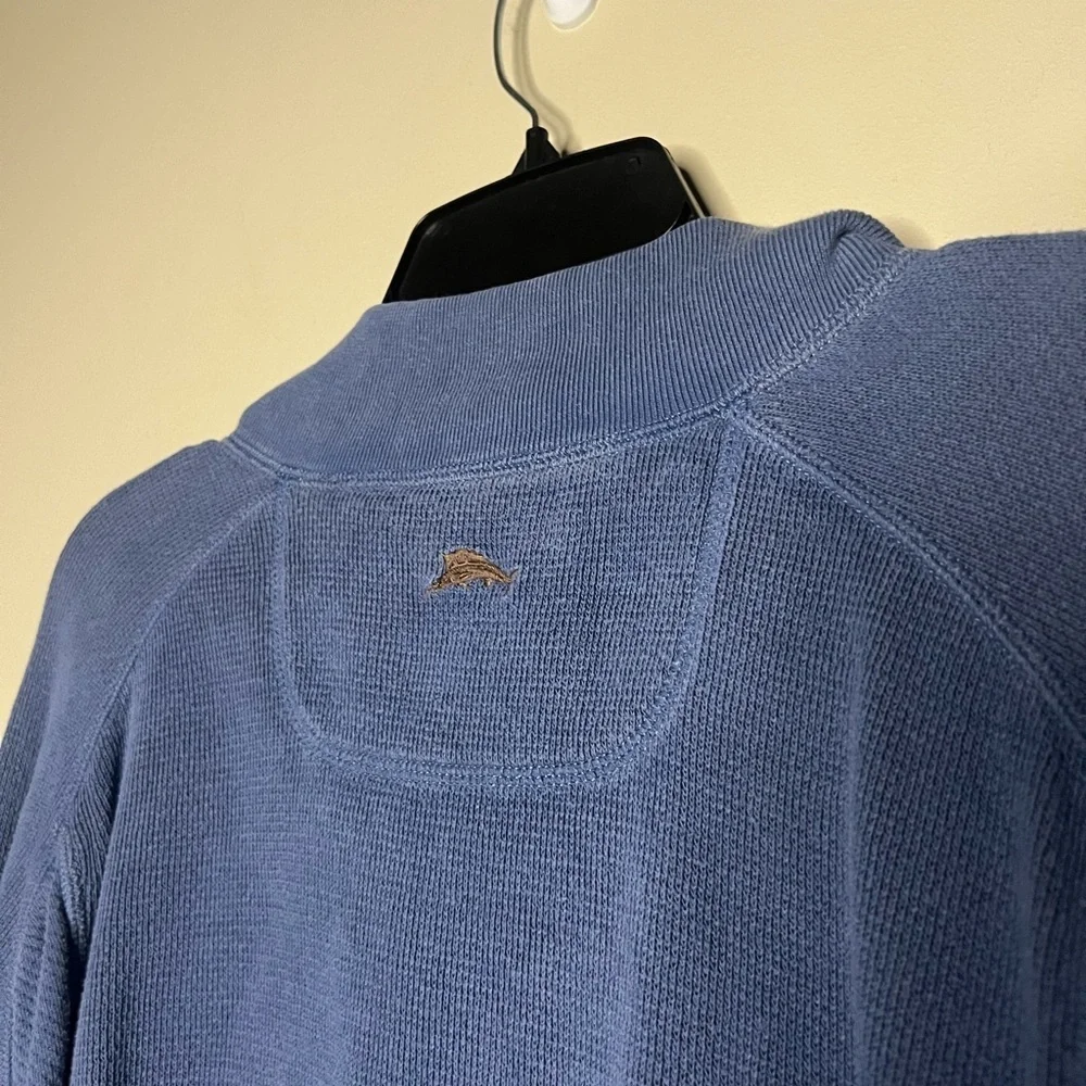 Tommy Bahama Flip shore Half Zip Reversible Pullover Blue Brown L/XL